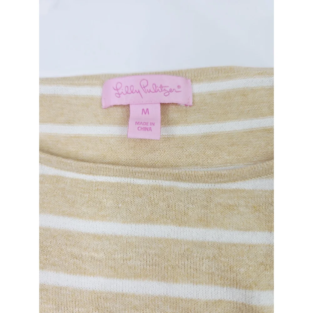 Lilly Pulitzer Women’s Elba Coolmax Sweater Coastal Shell Striped Beige Boho Med